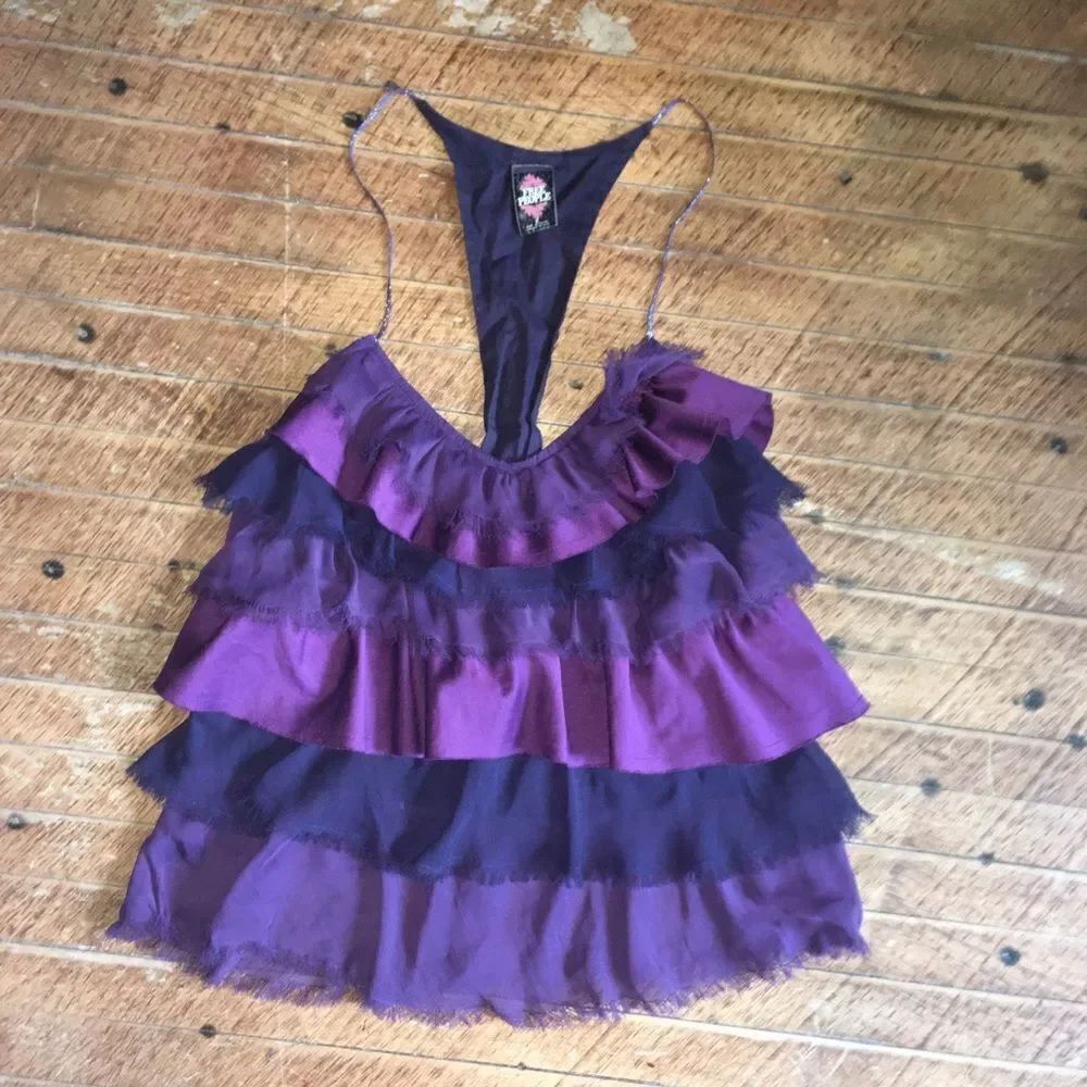 Free People purple ruffle layered strappy sleeveless 2 tank